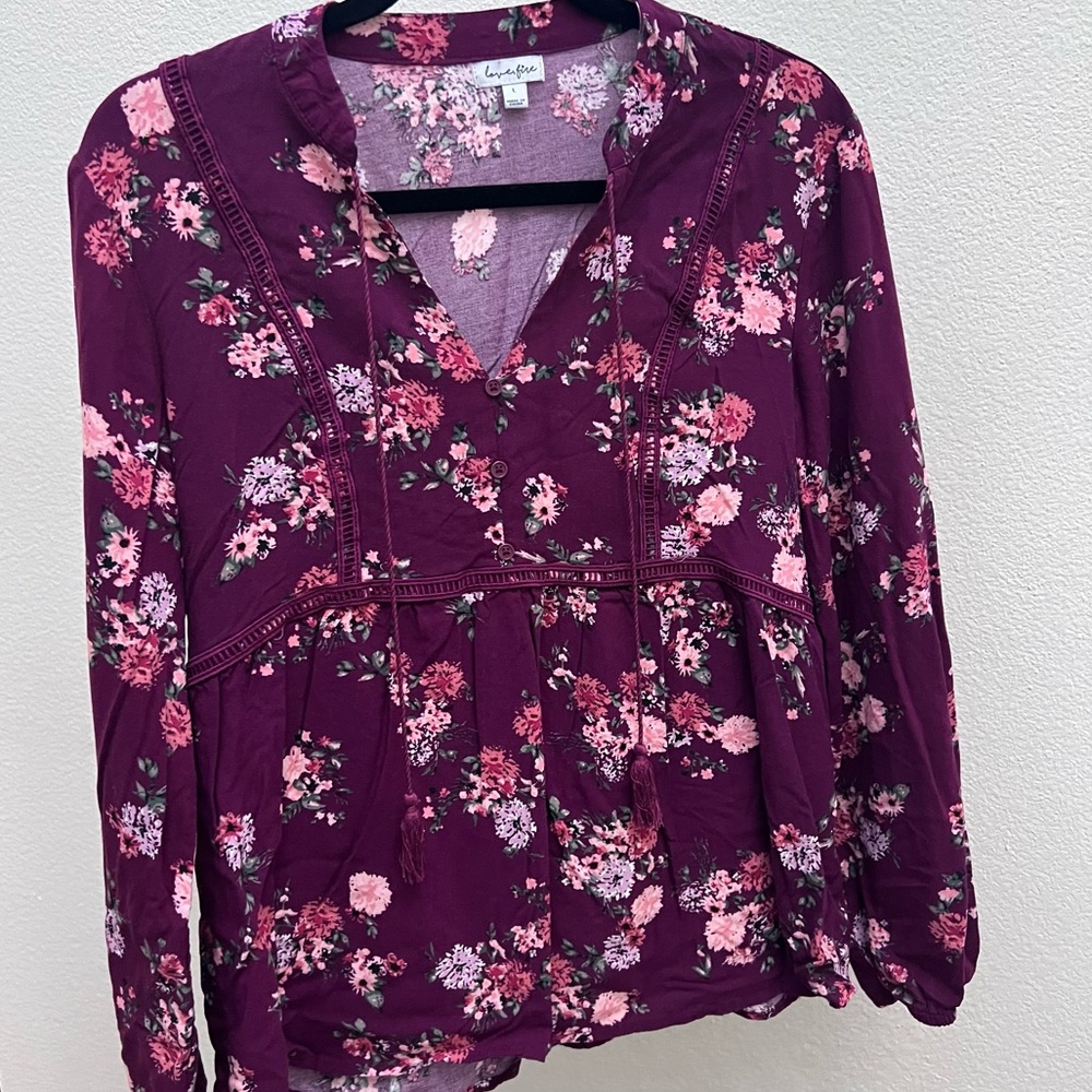 [Love, Fire] Maroon floral top